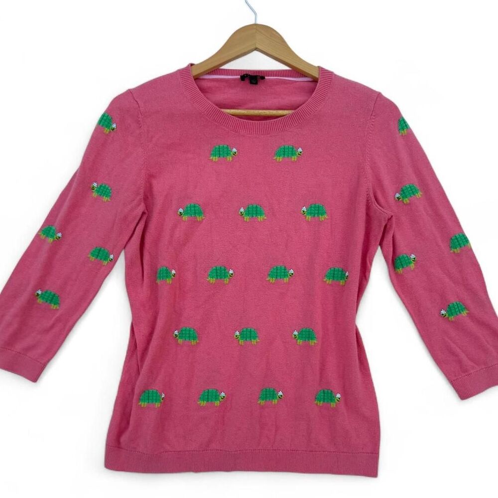 Pink and Green Turtle Long Sleeve Knit - Talbots Size Medium